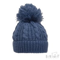 H16-SB: Steel Blue Cable Knit Hat (0-12M)